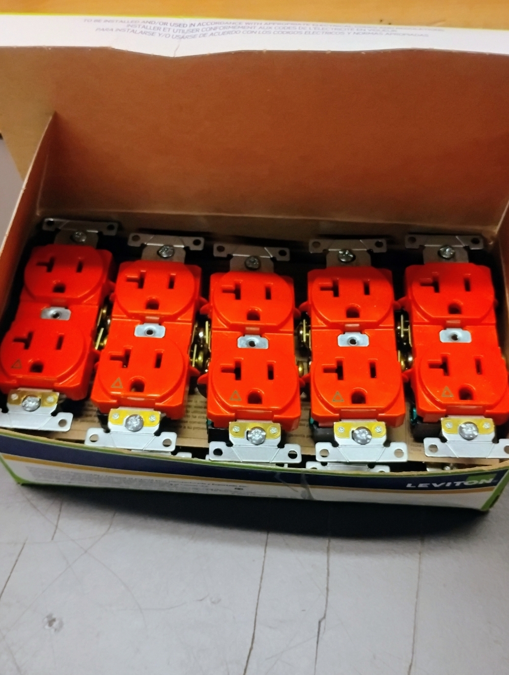 Orange Receptacle Outlet - Pack of 10